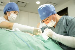 目頭切開の手術中