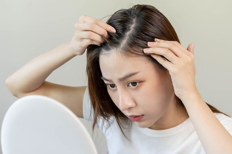 薄毛を気にする女性