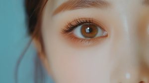二重のラインがはっきりした目元のクローズアップ。二重整形後の経過のイメージ